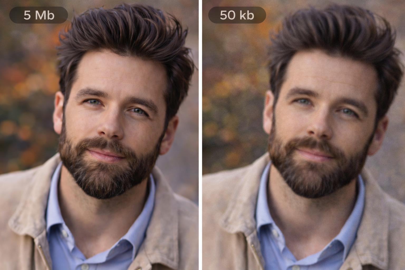 Image Compression - before and after file size reduction demo